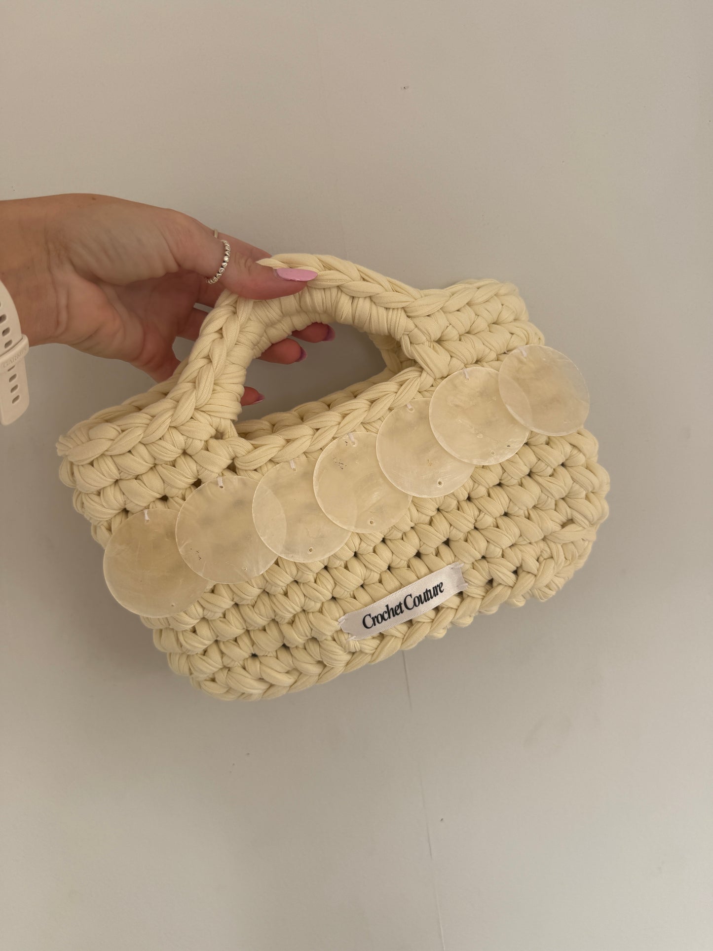 Cream Shell Sequin Mini Shopper