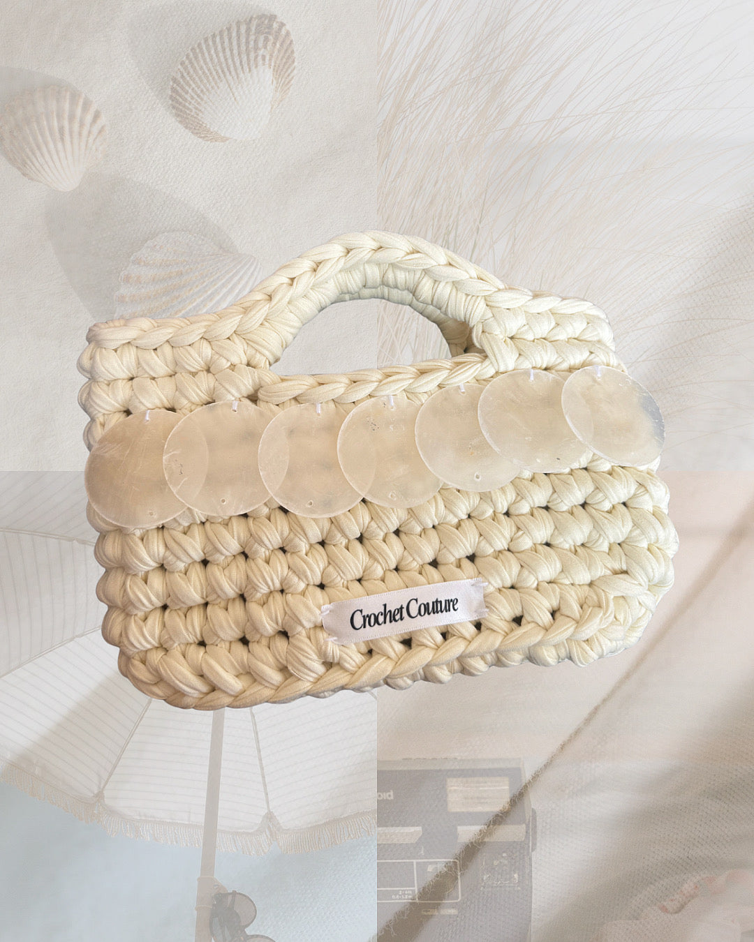 Cream Shell Sequin Mini Shopper