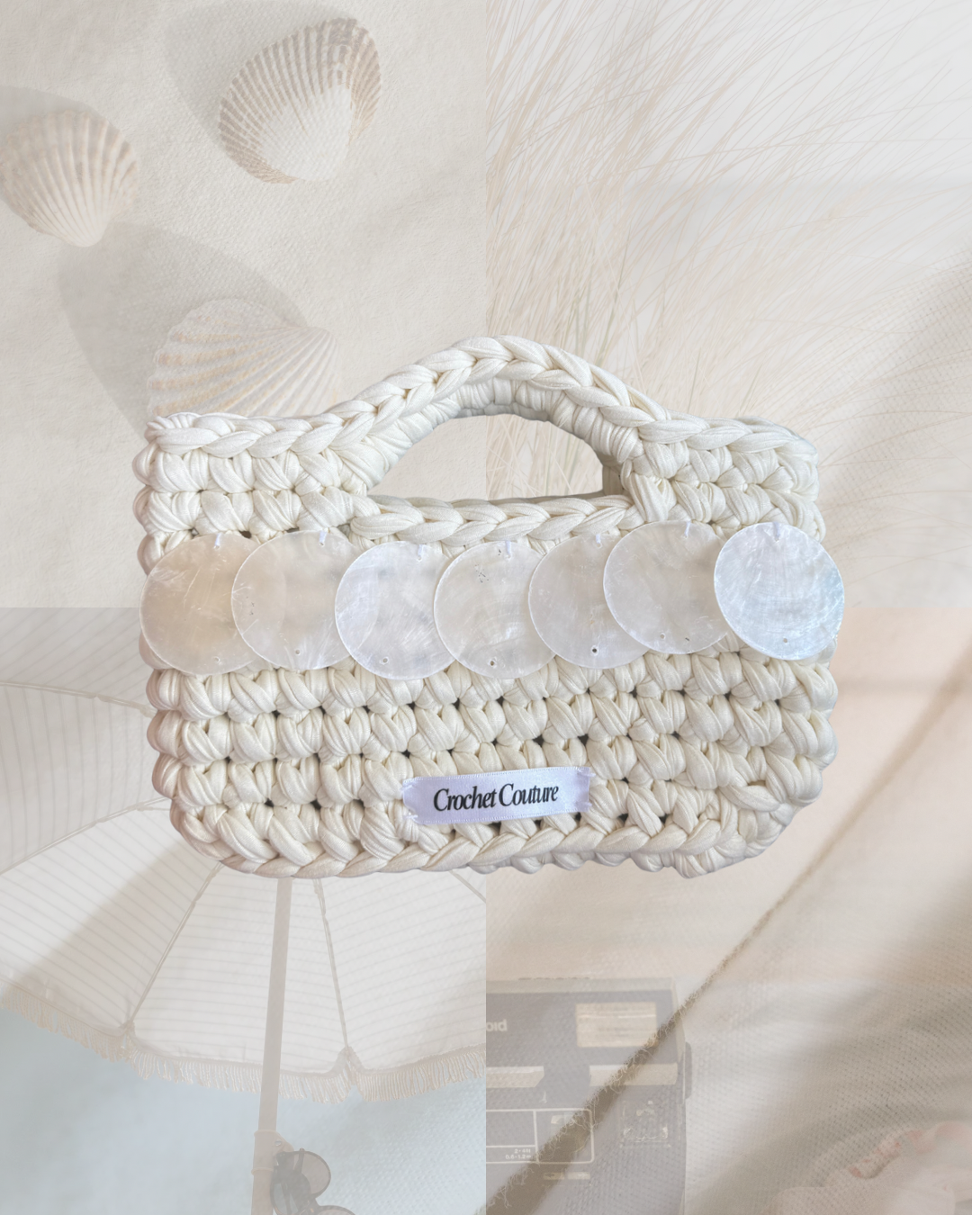 Cream Shell Sequin Mini Shopper